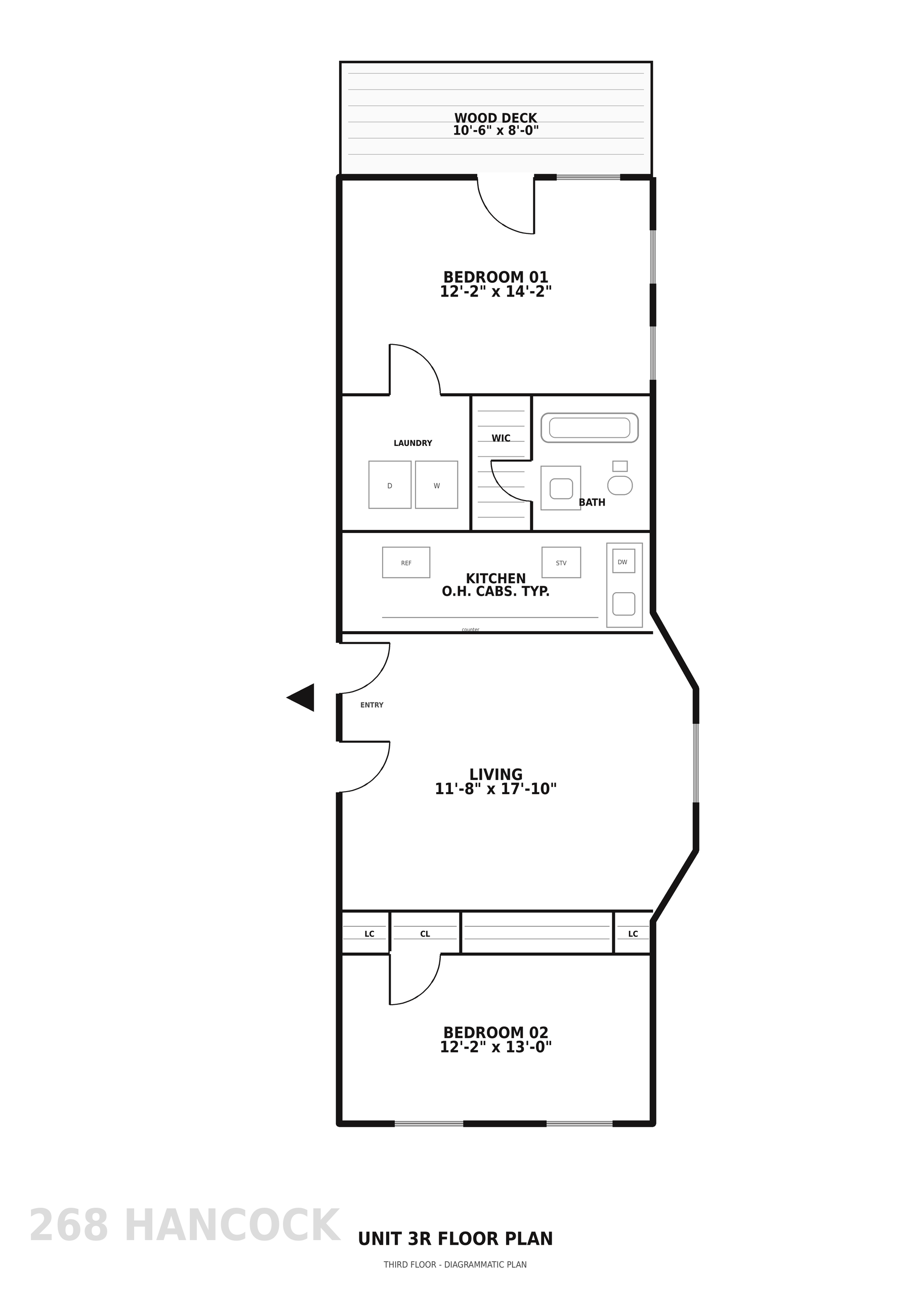 Floor plan for 2 beds, 1 bath, 785 sqft