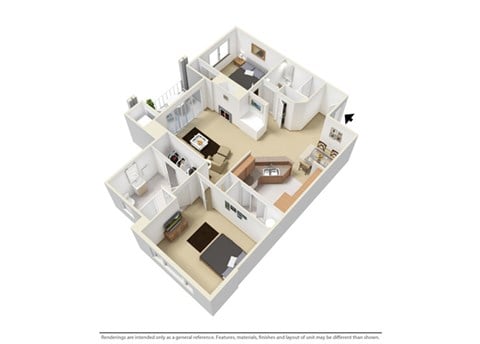 Floor plan for 2 beds, 2 baths, 1080 sqft