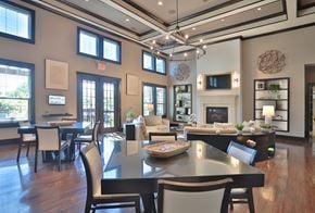 Mason townhouse for rent - A modern dining room with a large table and chairs.