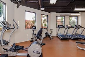 Los Angeles apartment for rent - the gym has plenty of exercise equipment and windows