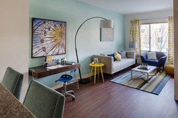 Boston apartment for rent - a living room with a couch and a table