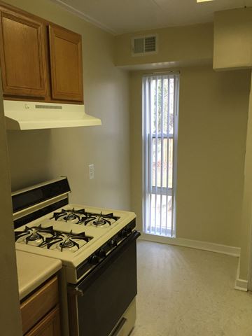 Silver Spring apartment for rent - an empty kitchen with a stove and a window