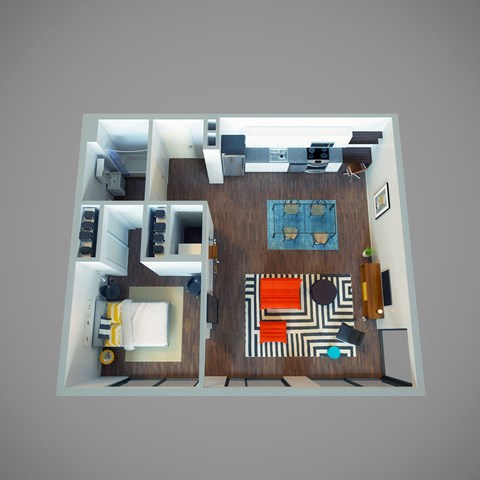 Floor plan for 1 bed, 1 bath, 811 sqft