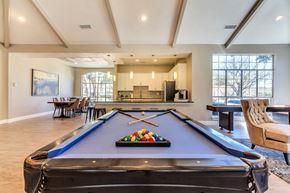 Plano apartment for rent - Resident lounge with on-site pool table and full entertainment kitchen for resident use