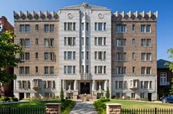 Jersey City apartment for rent - a large building with a courtyard in front of it
