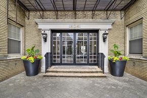 Kearny apartment for rent - the entrance to a building with glass doors