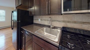 Belleville apartment for rent - a kitchen with a sink and a refrigerator