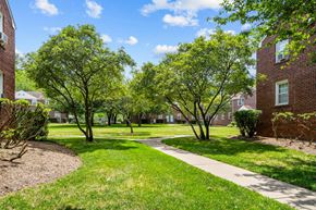 Long Branch apartment for rent - our apartments have a spacious courtyard with trees and a sidewalk