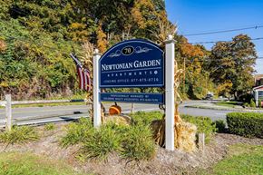 Newton apartment for rent - the sign at the entrance to the neighborhood garden