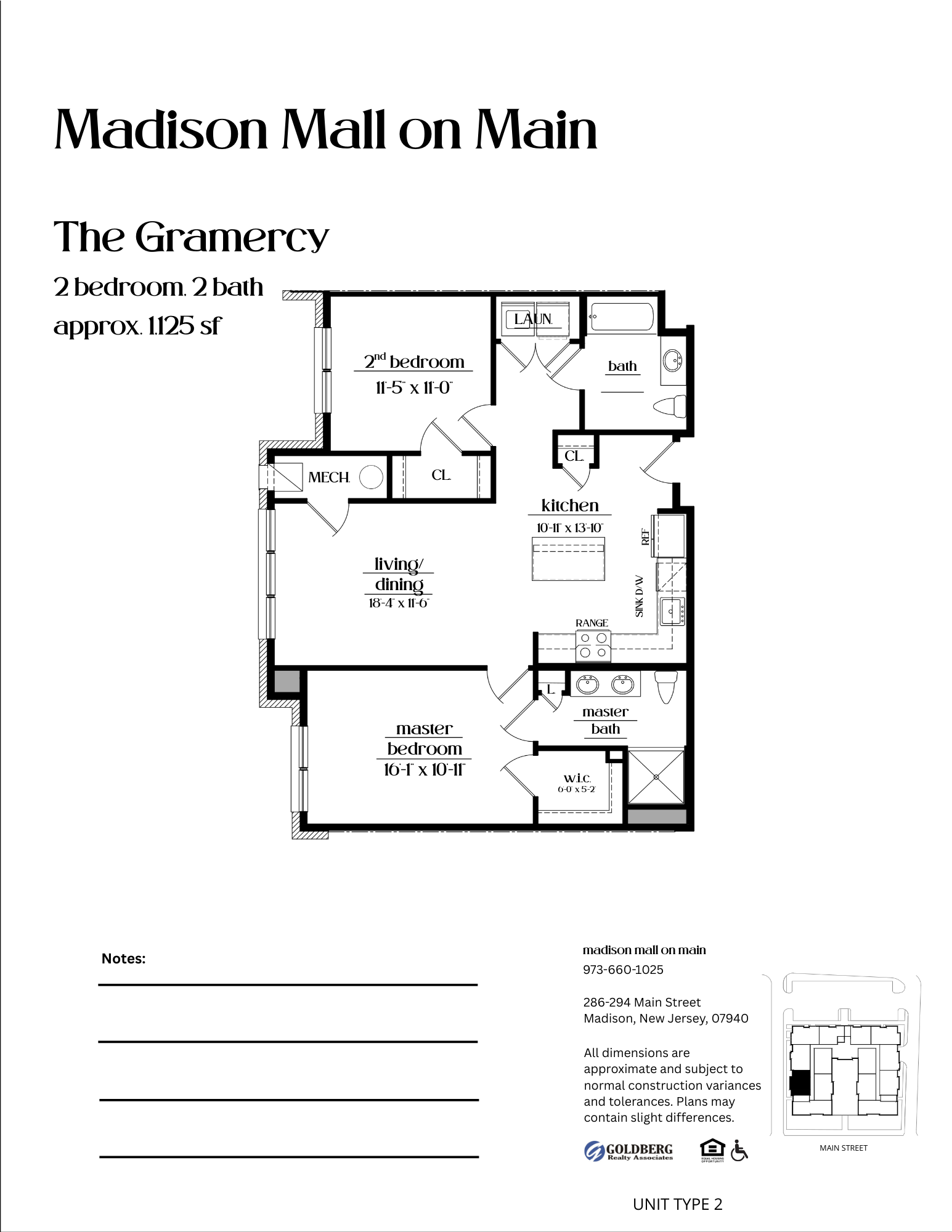 Floor plan for 2 beds, 2 baths, 1116 sqft