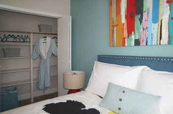 Spacious closets with built-in shelving
