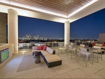 Pool loggia with covered media