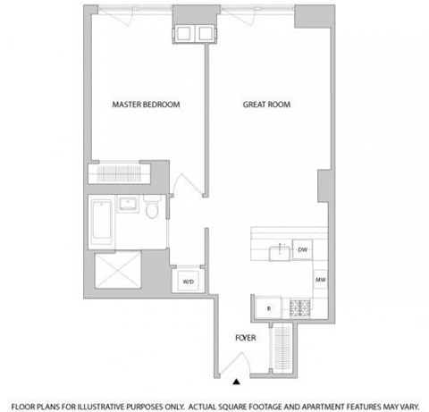 Floor plan for 1 bed, 1 bath, 759 sqft
