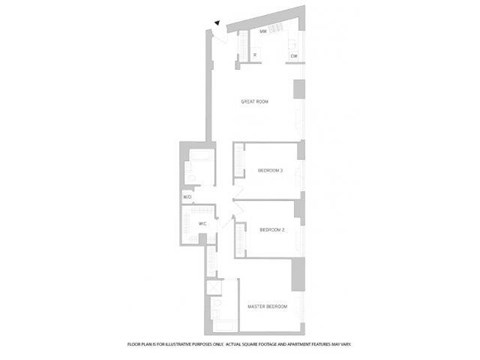 Floor plan for 3 beds, 2 baths, 1448 sqft
