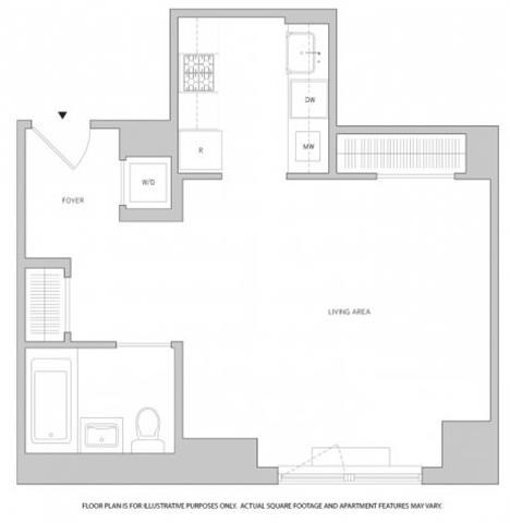 Floor plan for studio, 1 bath, 484 sqft