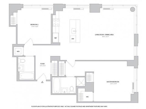 Floor plan for 2 beds, 2 baths, 1191 sqft