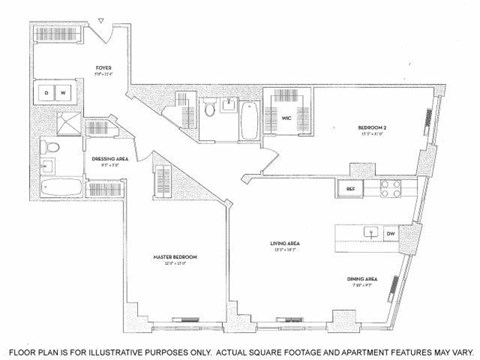 Floor plan for 2 beds, 2 baths, 1383 sqft