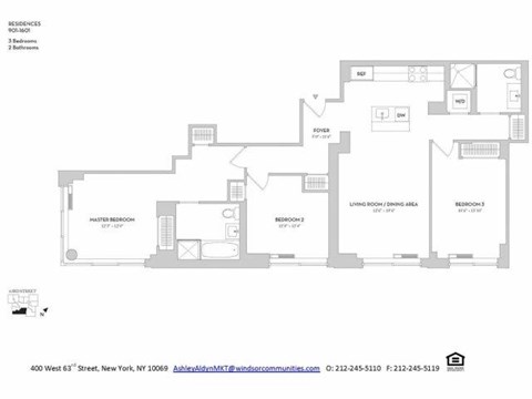 Floor plan for 3 beds, 2 baths, 1317 sqft