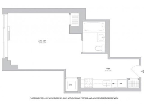 Floor plan for studio, 1 bath, 470 sqft