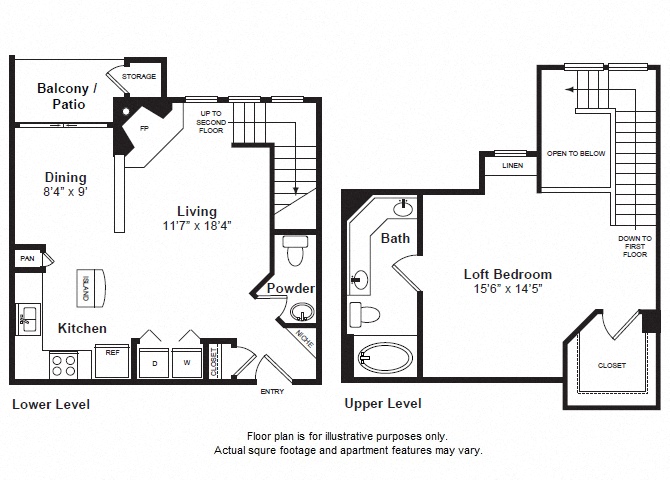 Floor plan for 1 bed, 1 bath, 924 sqft