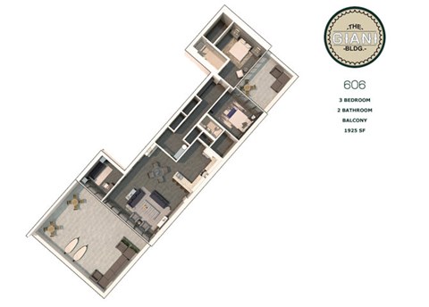 Floor plan for 3 beds, 2 baths, 1925 sqft