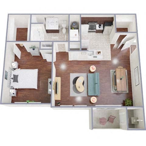 Floor plan for 1 bed, 1 bath, 816 sqft