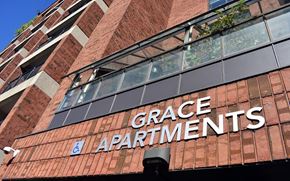 Providence apartment for rent - A sign that says Grace Apartments is on a building.