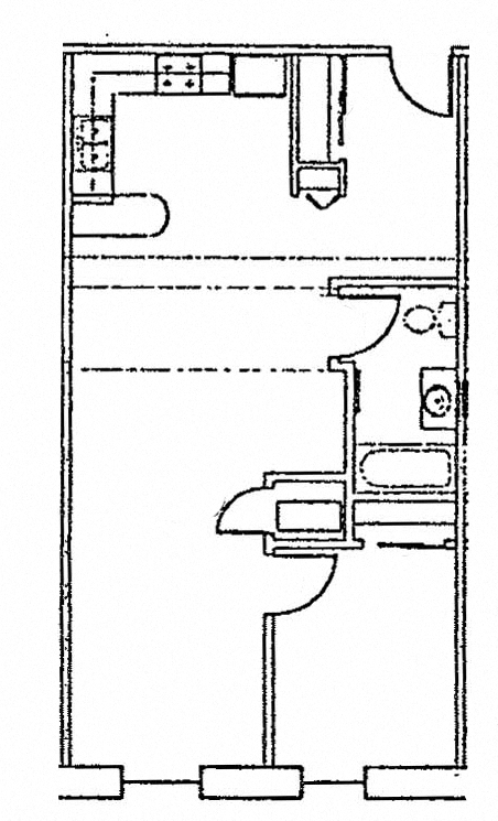 Floor plan for 1 bed, 1 bath, 712 sqft