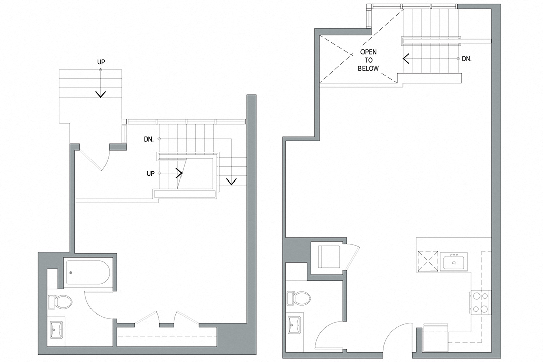 Floor plan for 1 bed, 1.5 baths, 1163 sqft