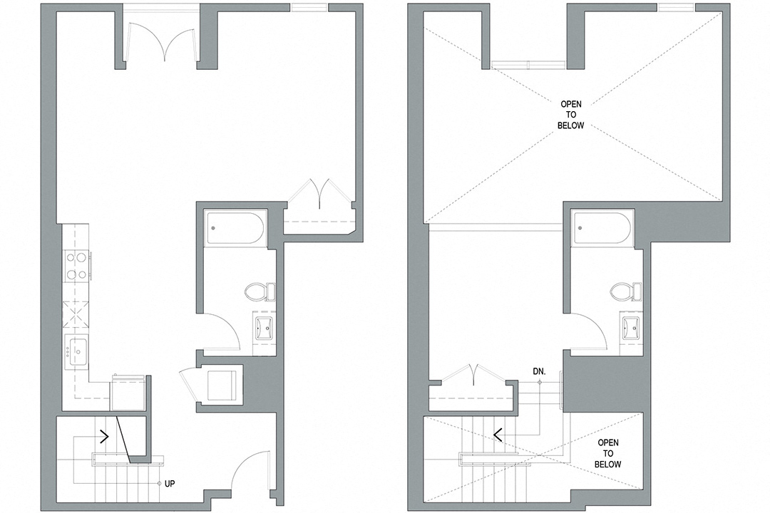 Floor plan for 2 beds, 2 baths, 973 sqft