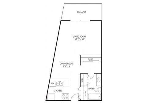 Floor plan for studio, 1 bath, 468 sqft