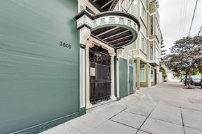 San Francisco apartment for rent - A green building with the number 3605 on it.