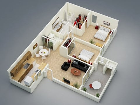 Floor plan for 2 beds, 1 bath, 808 sqft