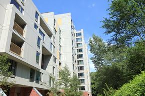 Jamaica Plain apartment for rent - the exterior of an apartment building on a sunny day