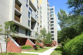 Jamaica Plain apartment for rent - the exterior of an apartment building on a sunny day