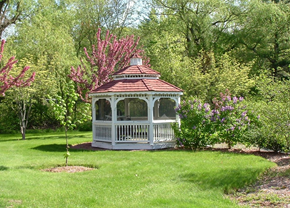 Holliston apartment for rent - a white gazebo in the middle of a garden