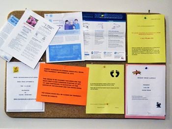 Community piano and information boards
