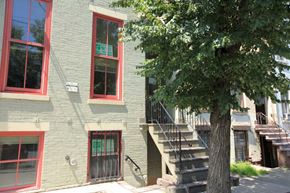 Albany apartment for rent - a building with stairs and a tree in front of it