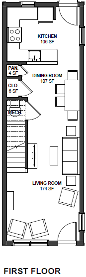 Floor plan for 2 beds, 1 bath, 1021 sqft
