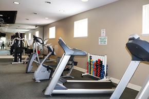 Lemoyne apartment for rent - A gym with treadmills and elliptical machines.