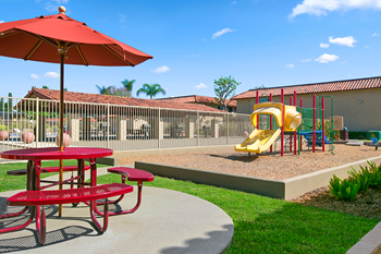 Picnic table and playground 