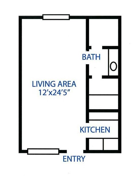Floor plan for studio, 1 bath, 450 sqft