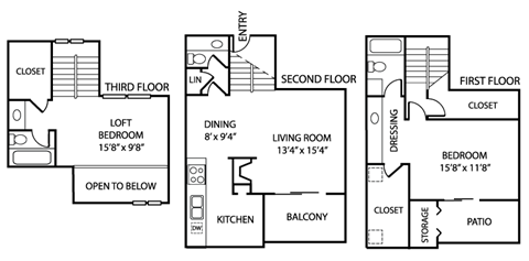 Floor plan for 2 beds, 2 baths, 1397 sqft
