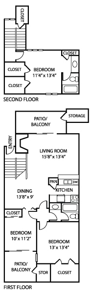 Floor plan for 3 beds, 2 baths, 1466 sqft