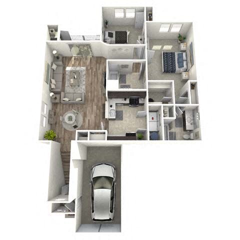 Floor plan for 2 beds, 2 baths, 1100 sqft