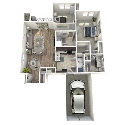 Floor plan for 2 beds, 2 baths, 1085 sqft