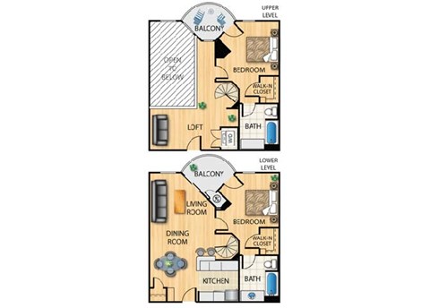 Floor plan for 2 beds, 2 baths, 1246 sqft