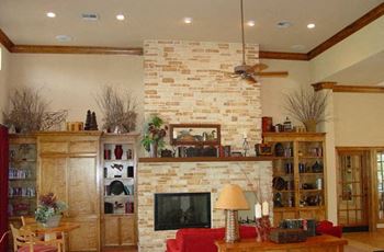 Rustic lodge style leasing center and clubhouse