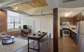 Worcester apartment for rent - an open kitchen and living room with a dining room table