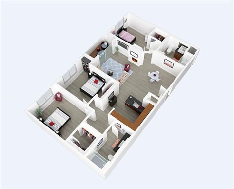Floor plan for 3 beds, 2 baths, 1254 sqft
